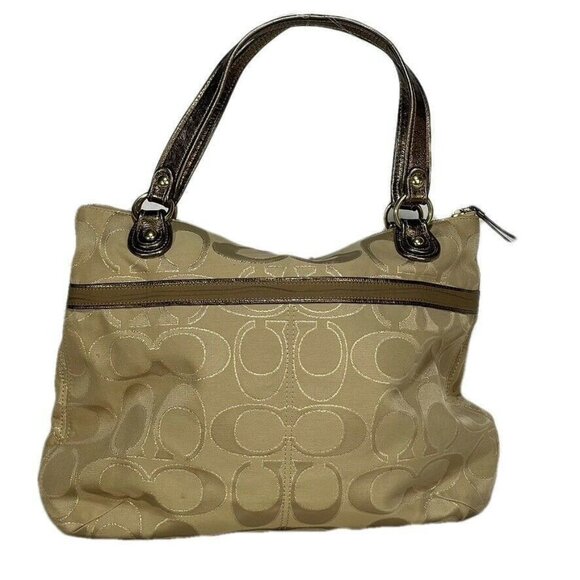 Coach Beige Signature Tote Bag - Picture 3 of 7